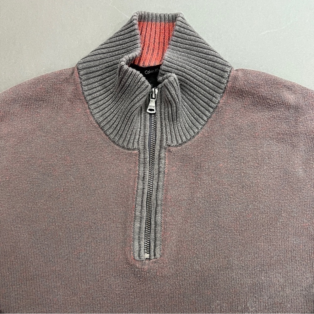 2 Tone Quarter Zip Knit Pullover Sweater - Picture 4 of 10